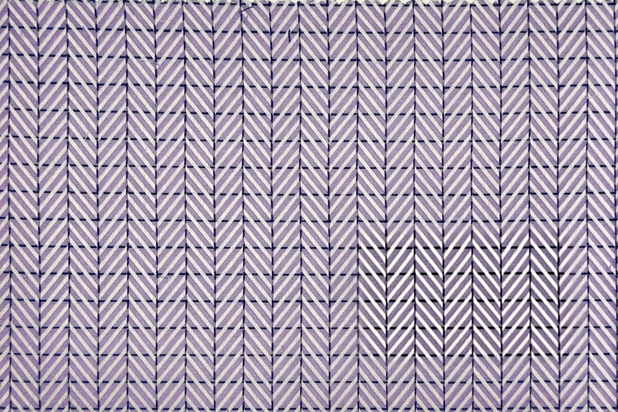 Purple herringbone in dotted blue squares