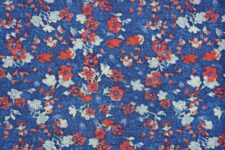 Red and Blue flowers on medium blue