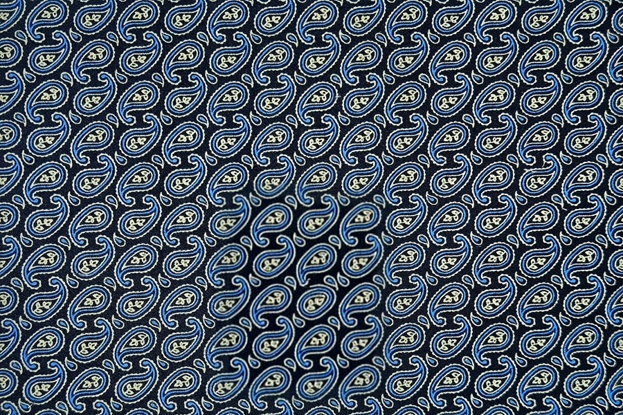 Blue paisley on black